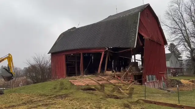 A Red-E-Bins barn demolition project in progress
